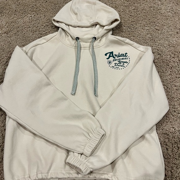 Ariat Cream Pullover with Teal Graphic - Picture 2 of 4